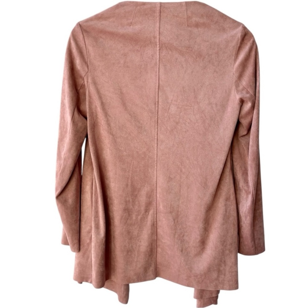 KUT From The Kloth Faux Suede Draped Waterfall Cardigan Dusty Rose Pink Soft XS - Picture 7 of 12